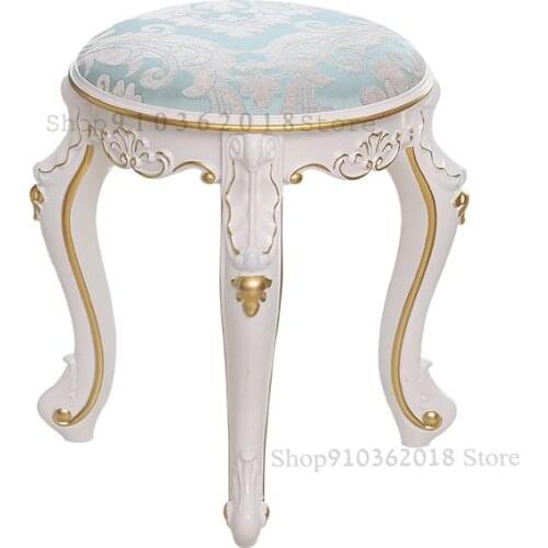 European Style Makeup Stool Bedroom Dressing Table Stool White Modern Minimalist Nail Stool Household Shoe Changing Stool Imitat