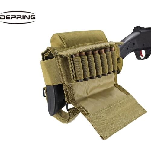 Tactical Hunting Nylon Adjustable Buttstock Cheek Rest Ammo Pouch Carrier Cartridges Bag for .300 .308 Winmag