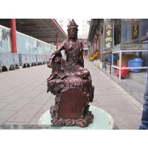 USPS to USA S0220 Tibet Red Bronze Buddhism freedom Kwan-Yin Bodhisattva Goddess Sit Hill statuary