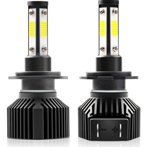 Yetaha 2Pcs 4 Sides 6000K Car Lights H7 H8 H9 H10 H11 HB3 9005 HB4 9006 Led Headlight Bulbs White Auto Fog Lights LED Bulbs