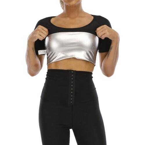 YAGIMI Women Short Sleeve Vest Leggings Silver Ion Coating Sweat Suit Workout Waist Trainer Weight Loss Slimming Body Shaper