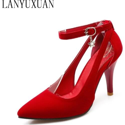 Shoes Woman 2017 New Arrival Wedding ladies high heel shoes Fashion Sweet Dress pointed toe Women Shoes Pumps Big size 28-54 E-1