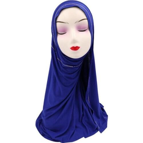 Women Muslim Long Scarf Hijab Shawls Rhinestone Scarves Islamic Headscarf Head Wrap Cover Turban Middle East Khimar Stole Casual