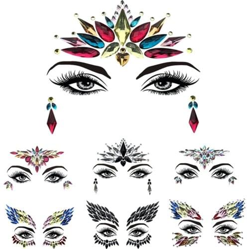 1 Sheet Handpicked Bohemia Tribal Style 3D Crystal Sticker Face And Eye Jewels Forehead Stage Decoration Xmas Decor Makeup Set
