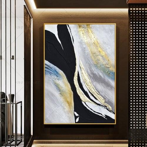 100% Handmade Golden Line Sandy City Abstract Painting Modern Art Picture Living Room Modern Cuadros Canvas Art High Quality