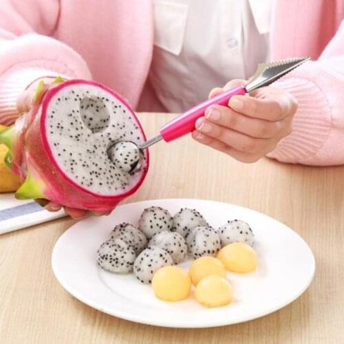 2 in1 Stainless Steel Fruit Dig Cream Carving Knife Melon Scoop Tool Corer Spoon Fruit Tools