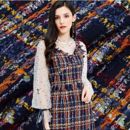 2018 fashion Colorful check wool soft tweed fabric for dress coat telas por metros tissu au metre tecido tela tissus Christmas