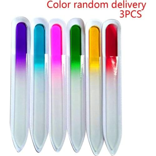 3pcs Nail Art Files Crystal Glass File Buffer Gel UV Polish Durable Buffing Sanding Tips Manicure Decoration Tools Salon Beauty