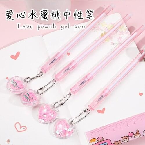 30pcs Love Peach Gel Pen Creative Cute Pendant Pen Study Examination Signature Pen Student Blackwater Pen