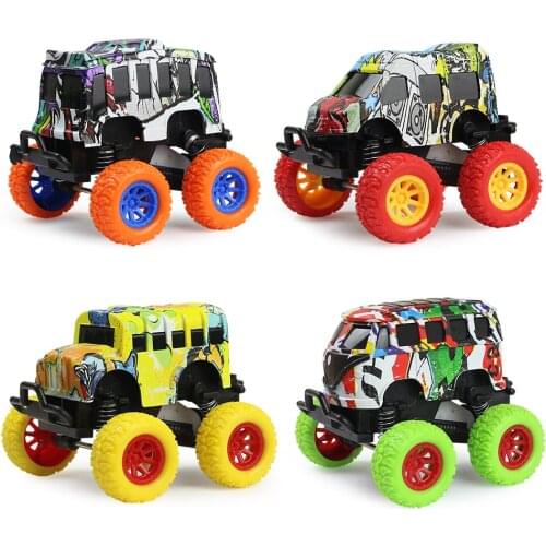 4 Styles Alloy Pull Back Car Mini Simulated Graffiti Diecast Vehicle Toys Metal Model Toy Kids Boys Birthday Christmas Gifts