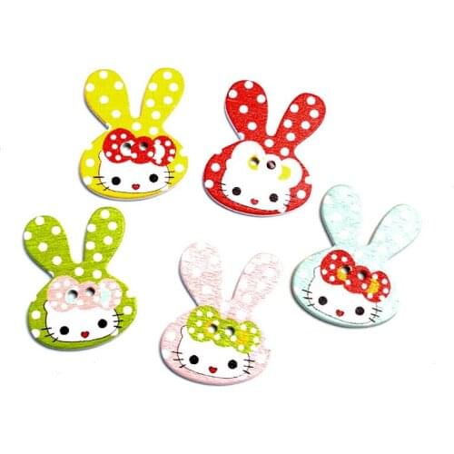 50pcs 32x25mm Mixed Rabbit Wooden Buttons For Clothes Needlework Scrapbooking Crafts Diy Sewing Accessories Wood Decoration