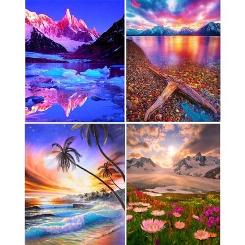 5D DIY Diamond Painting Landscape Scenery Diamond Embroidery Cross Stitch Picture Of Rhinestones Art Seaside Home Decoration