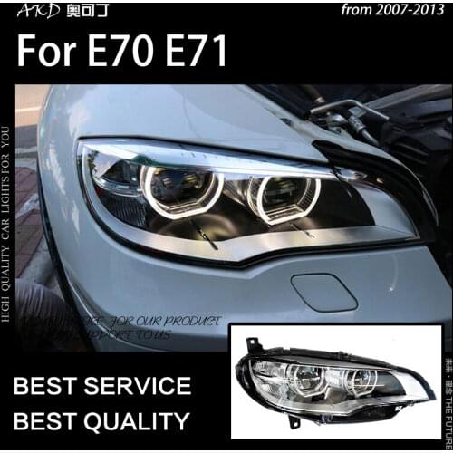 AKD Car Styling Head Lamp for X6 E71 Headlights 2007-2013 X5 E70 Angel Eye Headlight LED DRL Signal Lamp Hid Auto Accessories