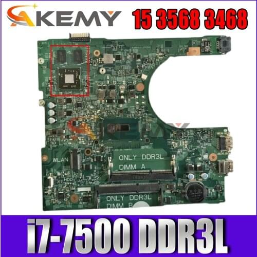 Akemy 0W3238 W3238 for Dell INSPIRON 15 3568 3468 Laptop motherboard i7-7500 DDR3L PWB:CPWWO 14236-1 tested