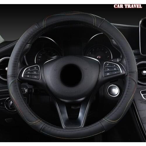 CAR TRAVEL Leather Car Steering Wheel Cover For Nissans Qashqai Xtrail t32 Juke Note Tiida Almera Rogue Almera