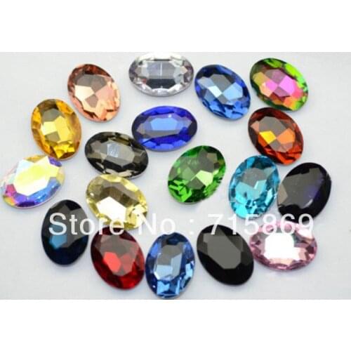 Free Shipping 100pcs/lot Multi Color 20mm x 30mm Crystal Glass Faceted beads Glass Oval Jewels