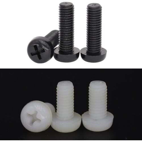 M8 M8*35/40/45/50/60 M8x35/40/45/50/60 White Black Nylon Plastic Bolt Phillips Cross Recessed Flat Round Pan Head Screw