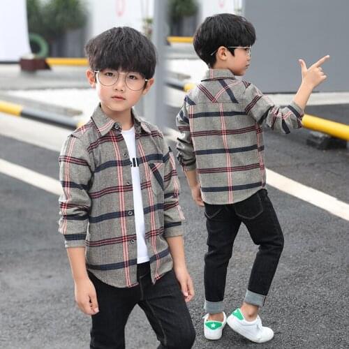 Brand High Quality Kids Boys Shirts Girls Long Sleeve Shirt Plaids Checks Tops Blouse 2020 Teenager Clothes