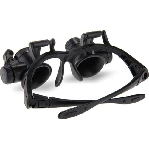 Black Watch Magnifier High Zoom Headband Eyewear Magnifying Glasses 2 LED Illuminated Magnifier Watch Repair Glasses