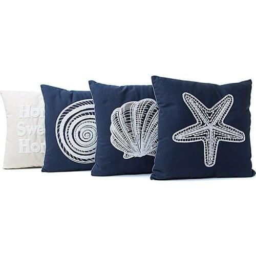 GY0035 Embroidered Canvas Sea Cushion Case (No Filling) 1PC Polyester Home Decor Bedroom Decorative Sofa Car Throw Pillows