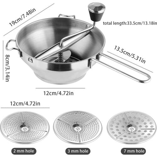 Stainless Steel MarmMill Unique Uses Durable Manual Food Grinder Vegetable Fruits Puree Pressing Tool Food Mashing Kitchen Acces
