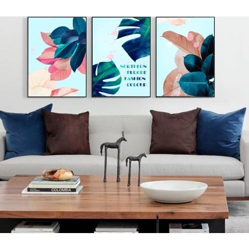 Northen European Style Canvas Painting Tropical Palm Leaves Green Plants Poster Canvas Posters And Prints For Living Room Decor