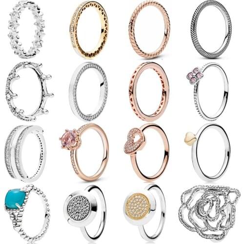 PDB JZ 9 Original Brand 100% 925 sterling silver ring with sparkling logo original design flower crown retro multi wrap ring