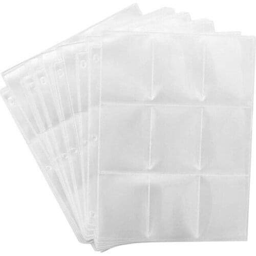 Trading Card Sleeves Pages, 9 Pocket Pages Protectors for Sport Cards, Coupon, 50 Pack for 3 Ring Binder Sheets