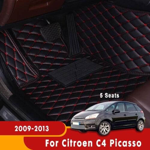 Car Interior Carpets Decorative Floorliner Leather Car Floor Mats For Citroen C4 Picasso 5 Seats 2009 2010 2011 2012 2013