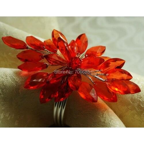 Crystal flower decoration napkin ring,acrylic napkin holder for wedding