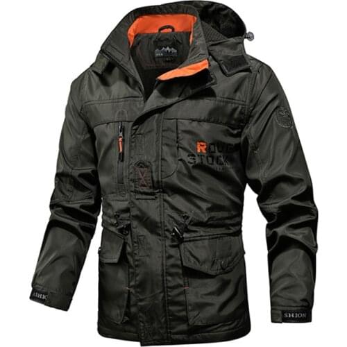 Winter Man Jacket Plus Size M-4XL Hooded Tactical Windproof Waterproof Fashion Jacket Male Solid Coat