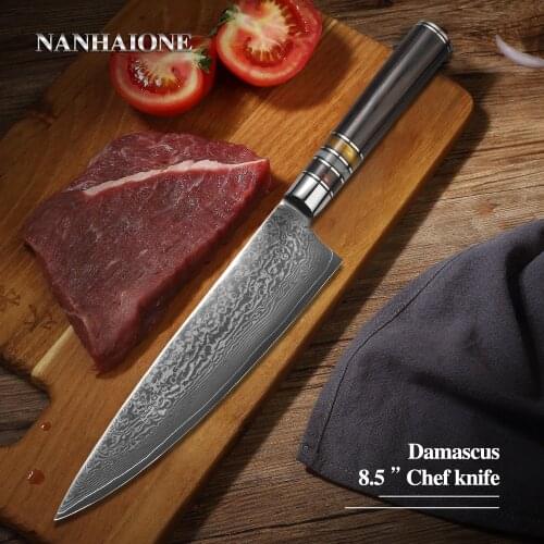 NANHAIONE Chef Gyutou Knife 8.5 Inch 67 Layers VG 10 Forged High Carbon Damascus Steel Japanese Kitchen Cooking Knives