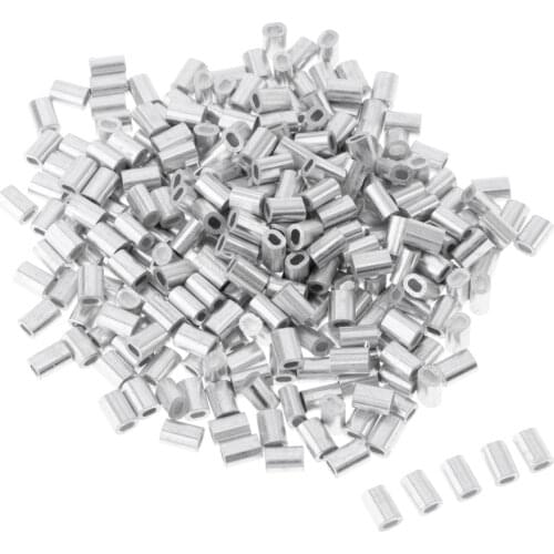 200pcs Fishing Wire Double Barrel Crimp Sleeves, Aluminum Tube Connector, 0.8mm