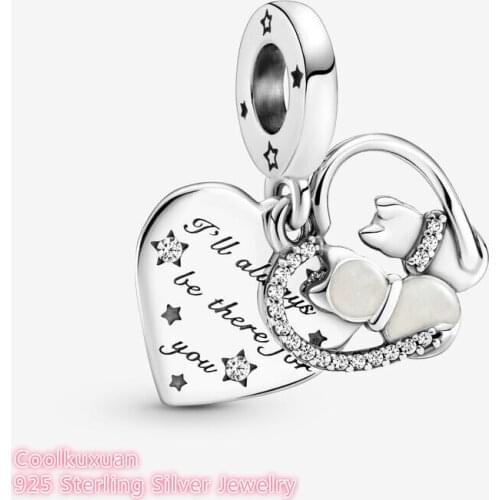 2021 Autumn 100% 925 Sterling Silver Cats & Hearts Dangle Charm beads Fits Original Pandora bracelets Jewelry Making