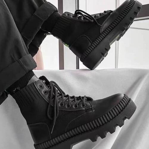 Autumn and winter Martin boots mens high rise British fashion mens boots high help mens shoes Korean versatile leather boots