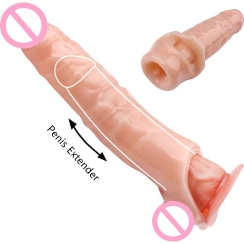 Huge Big Penis Extender Sleeve 28cm Long Condoms Enlargement Condom Delay Ejaculation Dick Cock Sleeve Sex Toys For Men Sex Shop
