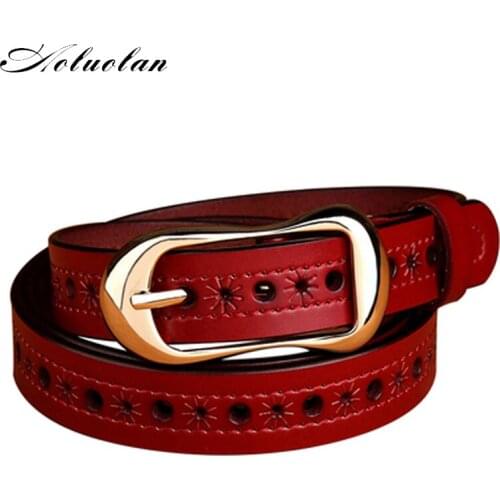 Aoluolan Vintage Genuine leather belt woman Luxury Designer belts Female high Quality Pin Buckle Belts For Women Waistband