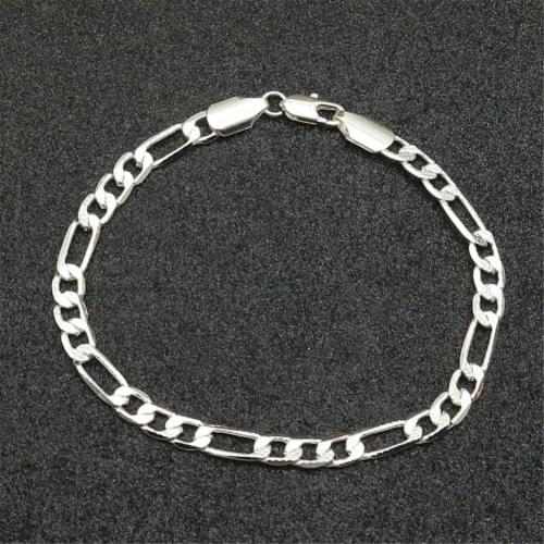 Hot wild 6MM flat sideways chain 925 sterling silver Bracelets mens for women Wedding party Christmas Gift fine fashion Jewelry