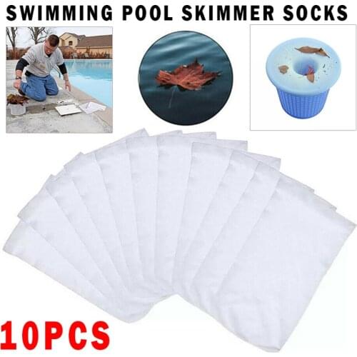 10pcs Swimming Pool Oil Skimmer Mesh Socks Fit For Most Basket Hair Dust Leaves Catcher Replacement Filter Net Bag