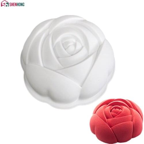NEW Rose Flowers Cake Mould Silikonform Lifelike Moule Silicone Mold For Baking Frozen Fondant Mousse DIY Baking Dresser