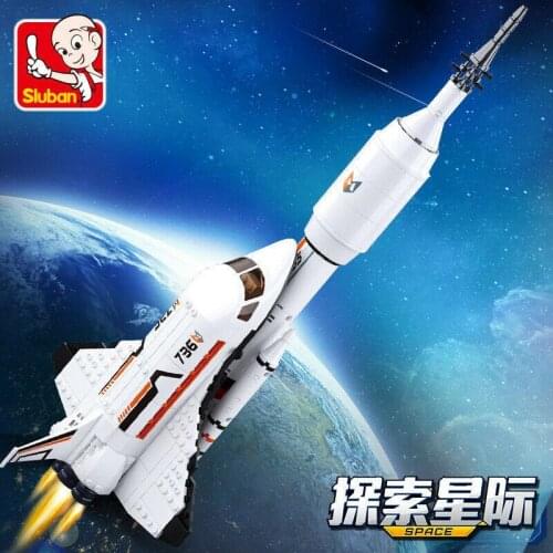 Sluban Blocks Kids Building Toys Boys Puzzle Space 2in1 Rocket Gift 0735 0736 (no box)
