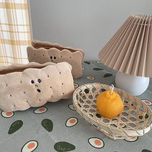 Sandwich biscuit storage bag cute creative embroidery storage basket girl simple plush storage large capacity