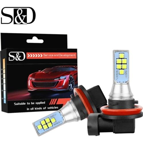 S&D 2pcs H11 H8 H16JP LED Fog Bulbs LED Car Light Canbus LED Running Light Lamp Drving Bulb Auto 12V 6000k White