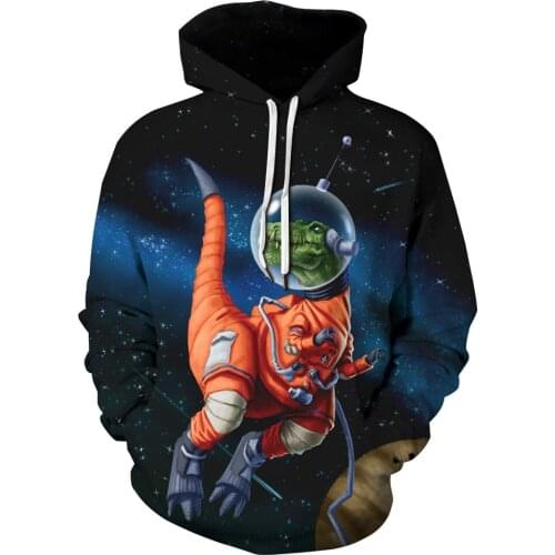 QNPQYX Dinosaur Astronaut 3D print mens Hoodies Space Men Long Sleeve Hoodies Harajuku Sportswear Pullovers Dropshipping