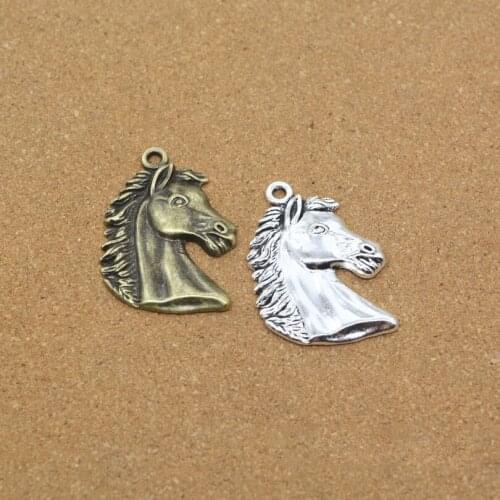 High Quality 3 Pieces/Lot 42mm*29mm Antique Silver Plated Metal Charms Horse Head Charm Penddant For Jewelry Making
