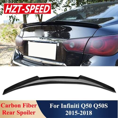 M4 Type Real Carbon Fiber Rear Spoiler Back Tail Trunk Wing Exterior Decoration For Infiniti Q50 Q50S 2015-2018 Modificaton