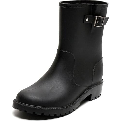 Rain Boots Women Korea Cute Water Shoes In The Tube Autumn and Winter Fashion Waterproof Shoes Overshoes Non-slip Rubber Shoes