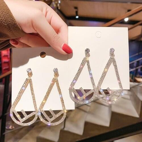 Fashion Super Flash Geometric Earrings Female Personality Exaggerated Earrings Korean Temperament Earring Party Friends Gifts