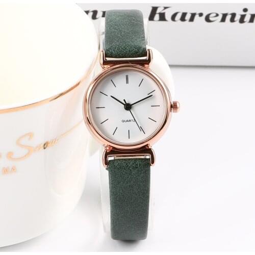 Simple Small Dial Women Green Watch Ulzzang Luxury Brand Quartz Female Clock Retro Watches Vintage Leather Ladies Wristwatches