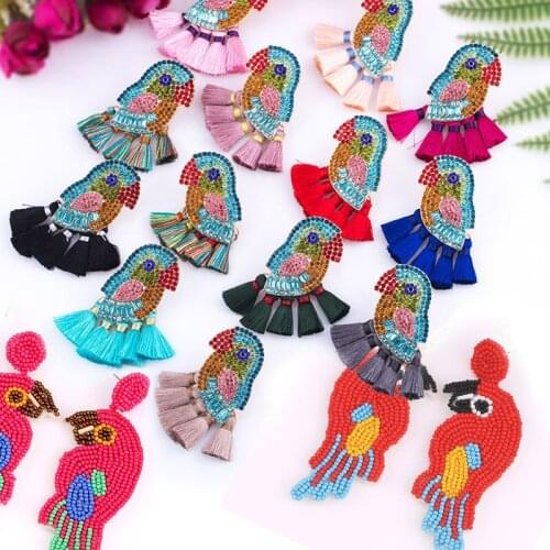 Sehuoran Drop Earrings For Women Boho Handmade Beads Hanging Earrings Bird Statement Jewelry Love Gifts 2019New Aretes Wholesale